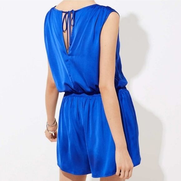 Loft Tie-Back‎ Cinched Waist Romper in Royal Blue Size Small - Picture 3 of 8